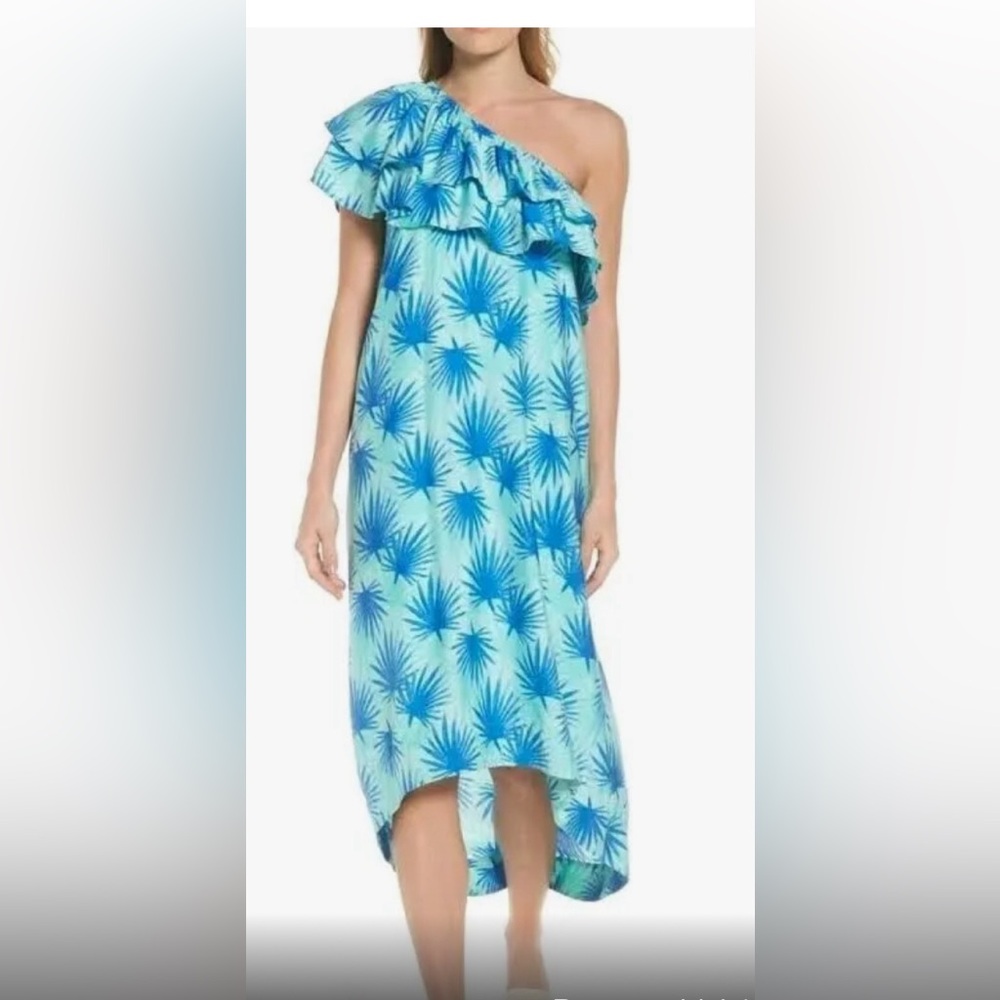 Vineyard Vines Electric Palm One Shoulder Tropical Maxi Dress 12